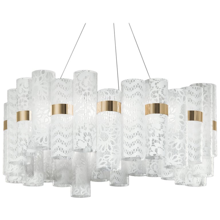 Slamp La Lollo Large Pendant Light In White Lace By Lorenza Bozzoli Slamp La Lollo Large Pendant Light In White Lace By Lorenza Bozzoli For