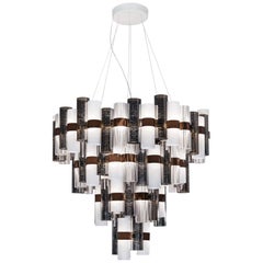 Slamp La Lollona 4-Tier Cascade Chandelier in Pewter & White by Lorenza Bozzoli