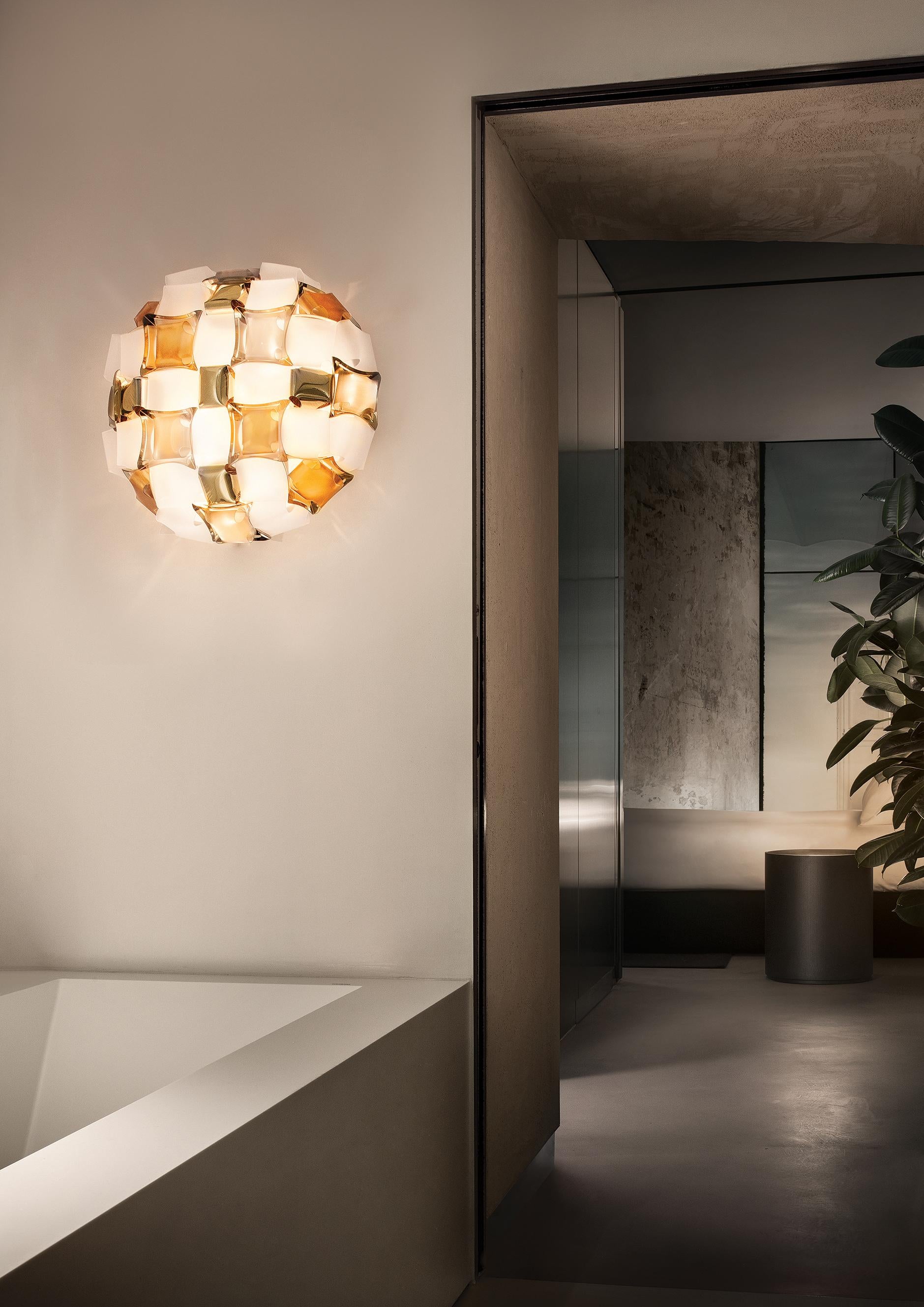Modern Slamp Mida Wall/Ceiling Light LARGE Amber by Adriano Rachele For Sale