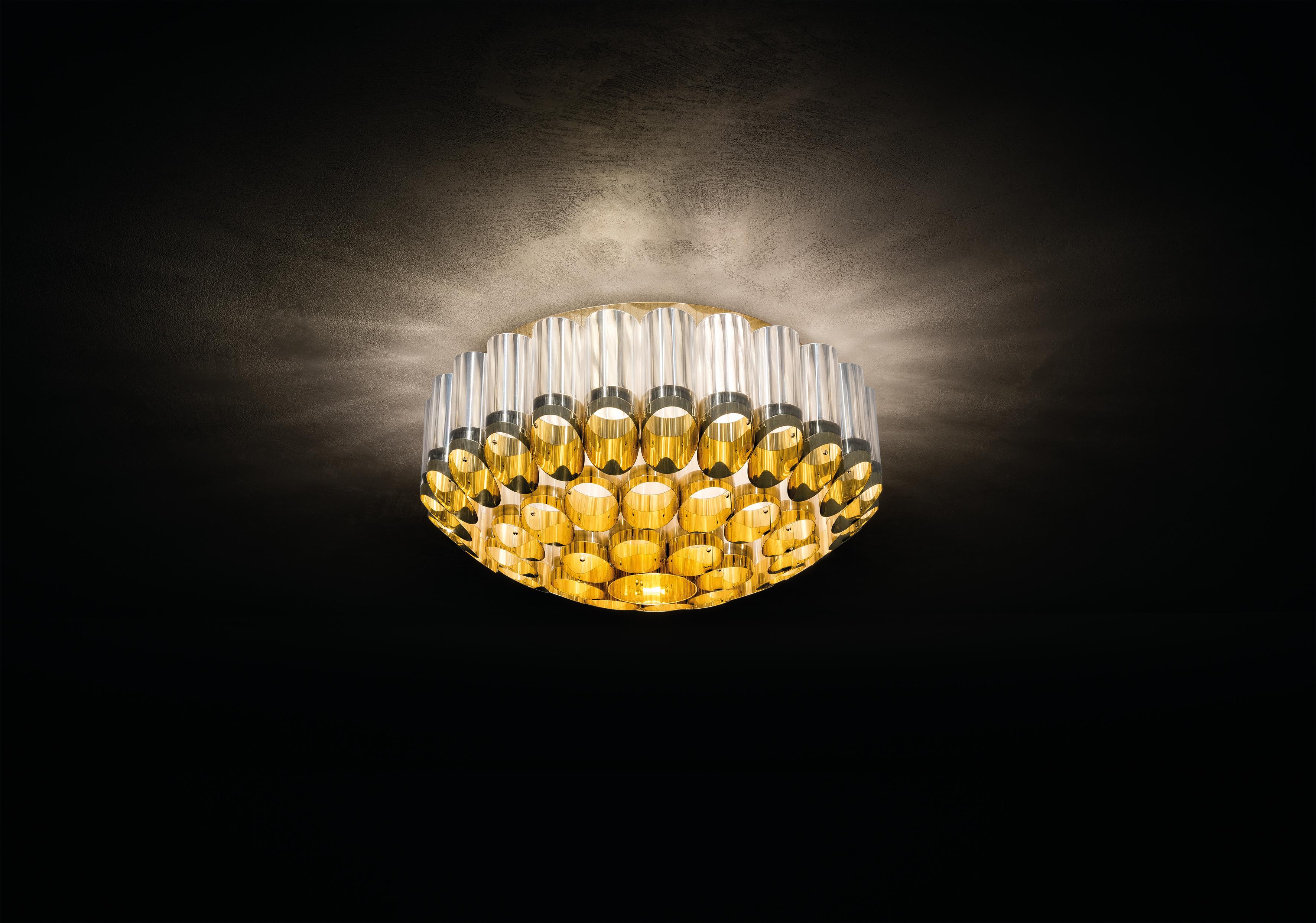 XXIe siècle et contemporain Slamp Odeon 65 Ceiling - Gold Ceiling Light by Lorenza Bozzoli en vente
