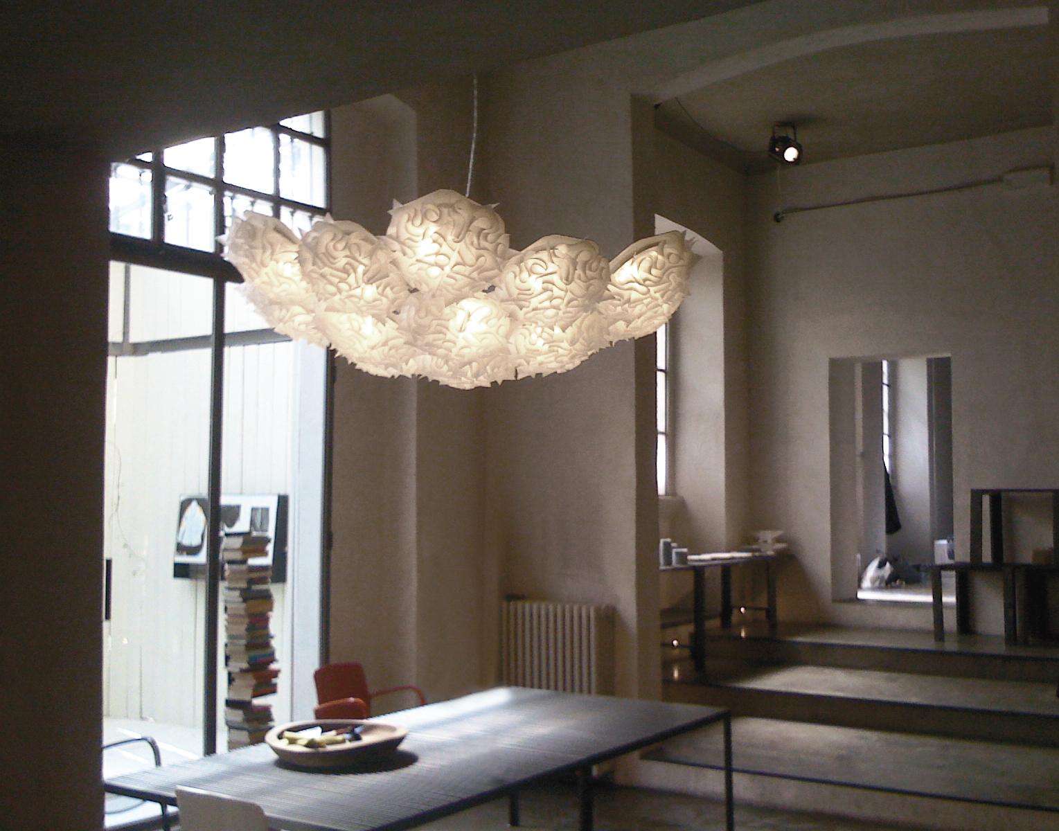 Contemporary Slamp Veli 7 Pendant Light in Celeste by Adriano Rachele For Sale