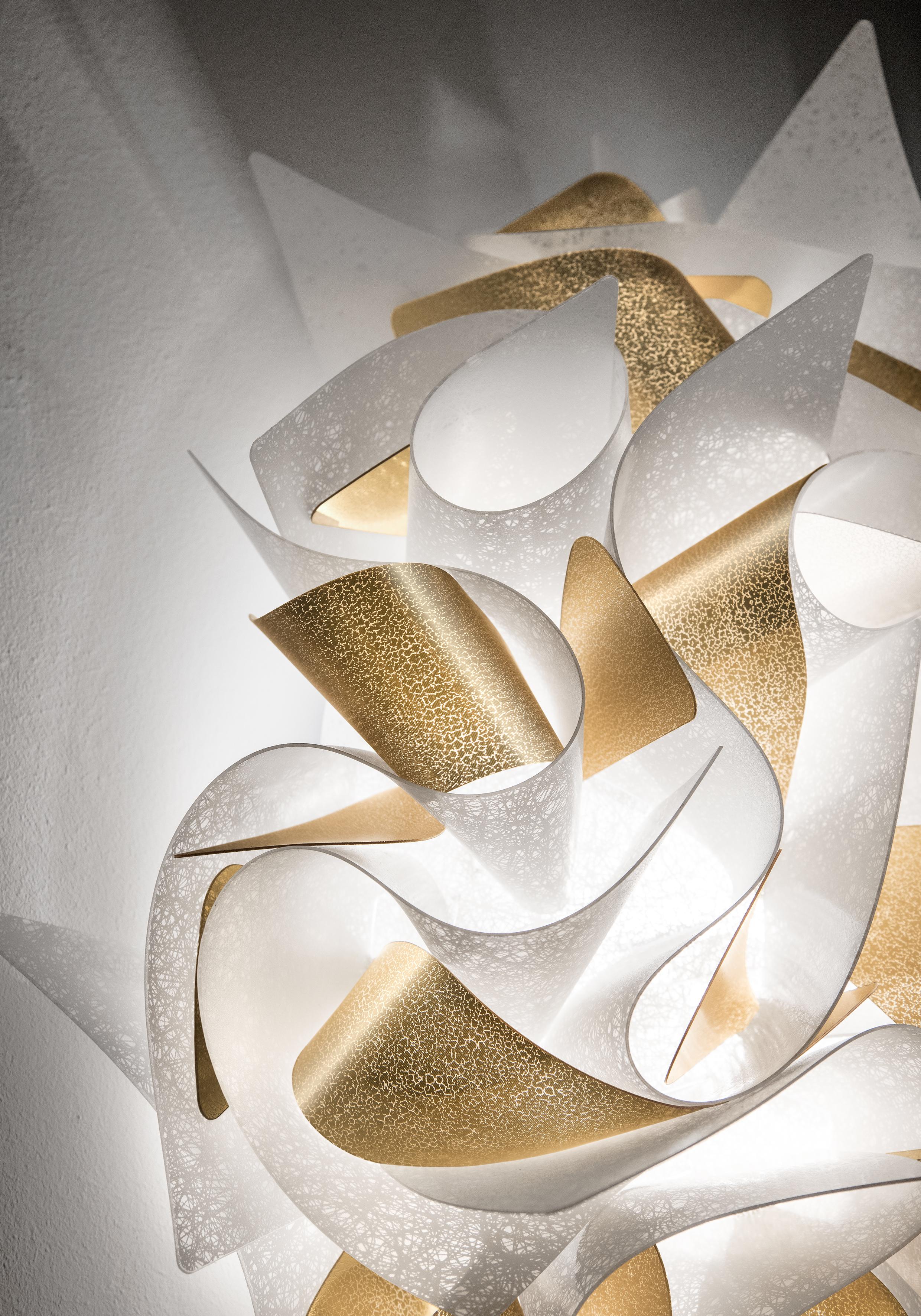 Modern SLAMP Veli AUREA Medium Flush Light in White/Gold by Adriano Rachele For Sale