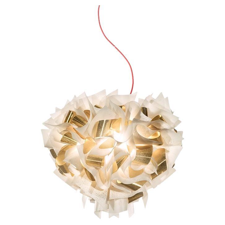 Slamp Veli AUREA bianco/oro Sospensione media con filo rosso di Adriano Rachele