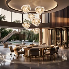 SLAMP Veli AUREA white/gold Medium Suspension w/ Transp Wire by Adriano Rachele