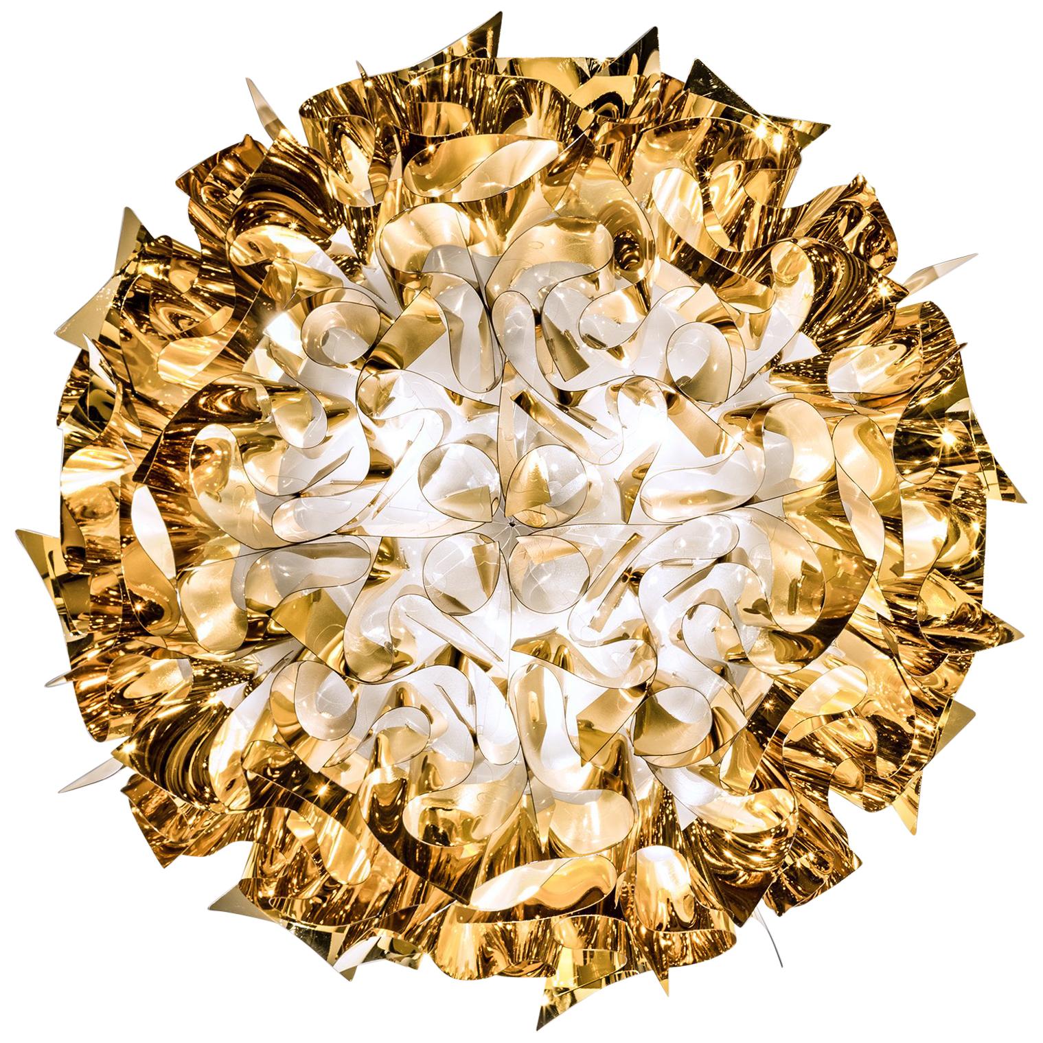 Slamp Veli Large Flush Light in Gold by Adriano Rachele For Sale
