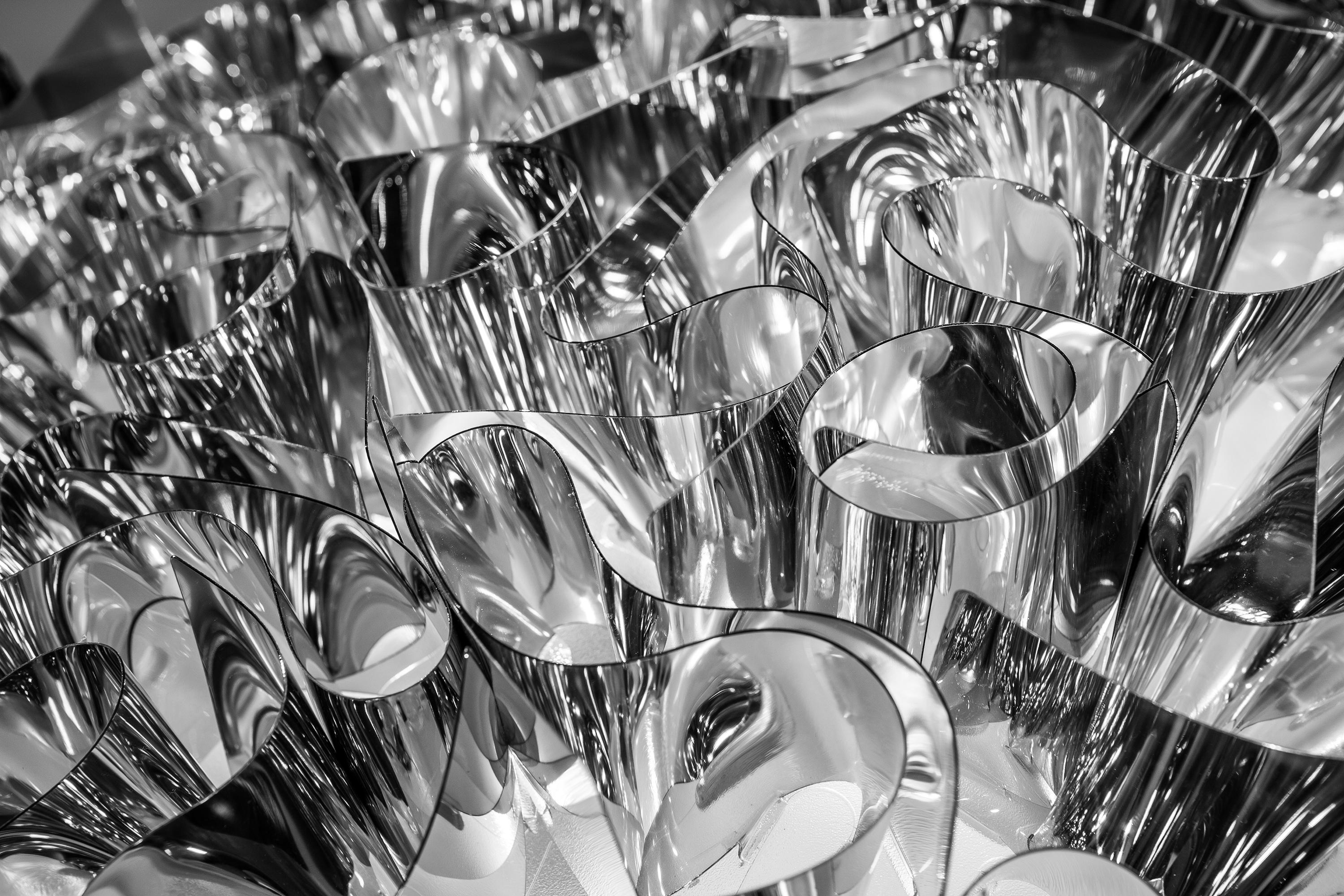 Italian SLAMP Veli Medium Suspension Light in Silver by Adriano Rachele For Sale