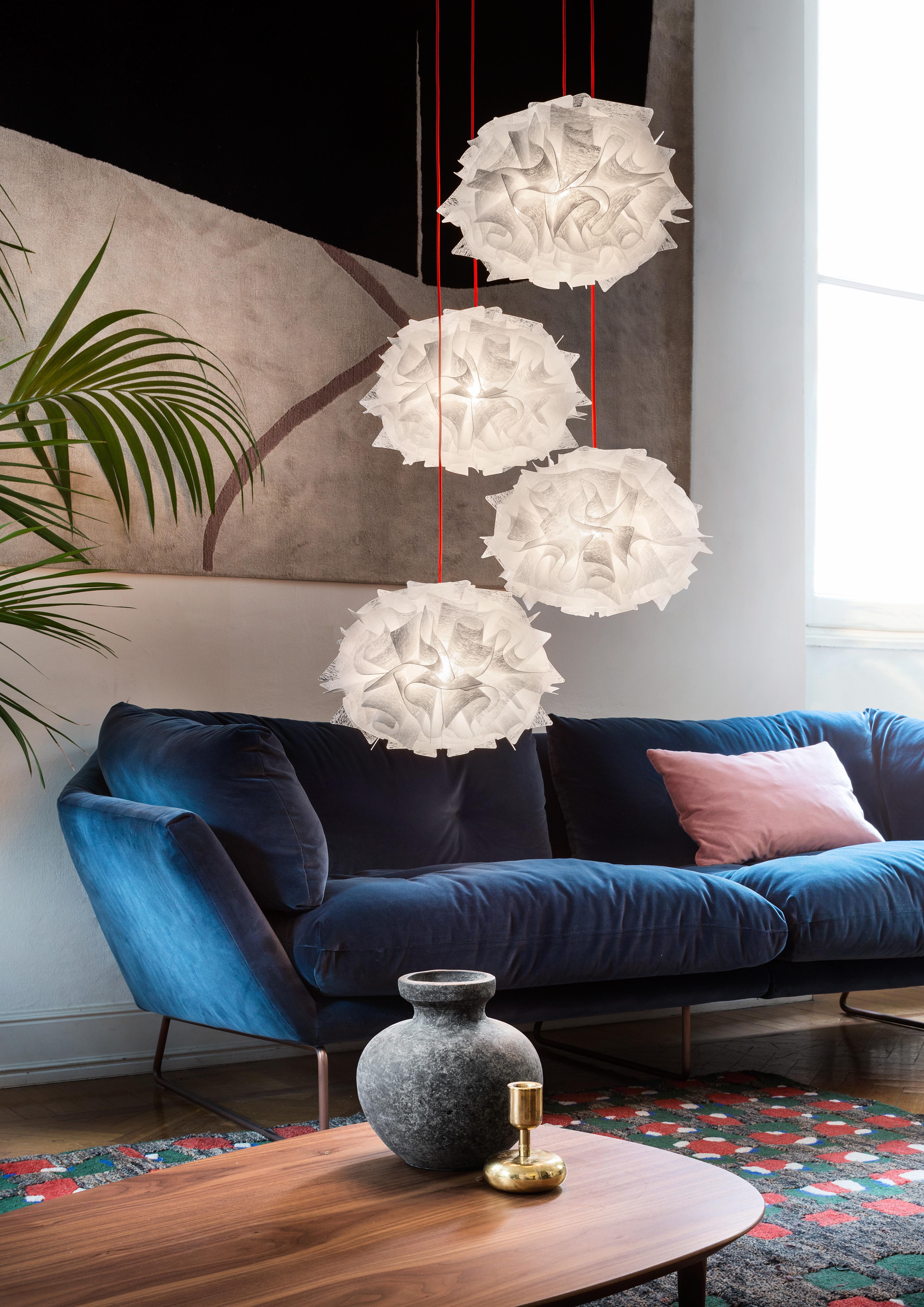 Moderne Lampe à suspension SLAMP Veli Mini Quartet Couture avec fil rouge par Adriano Rachele en vente