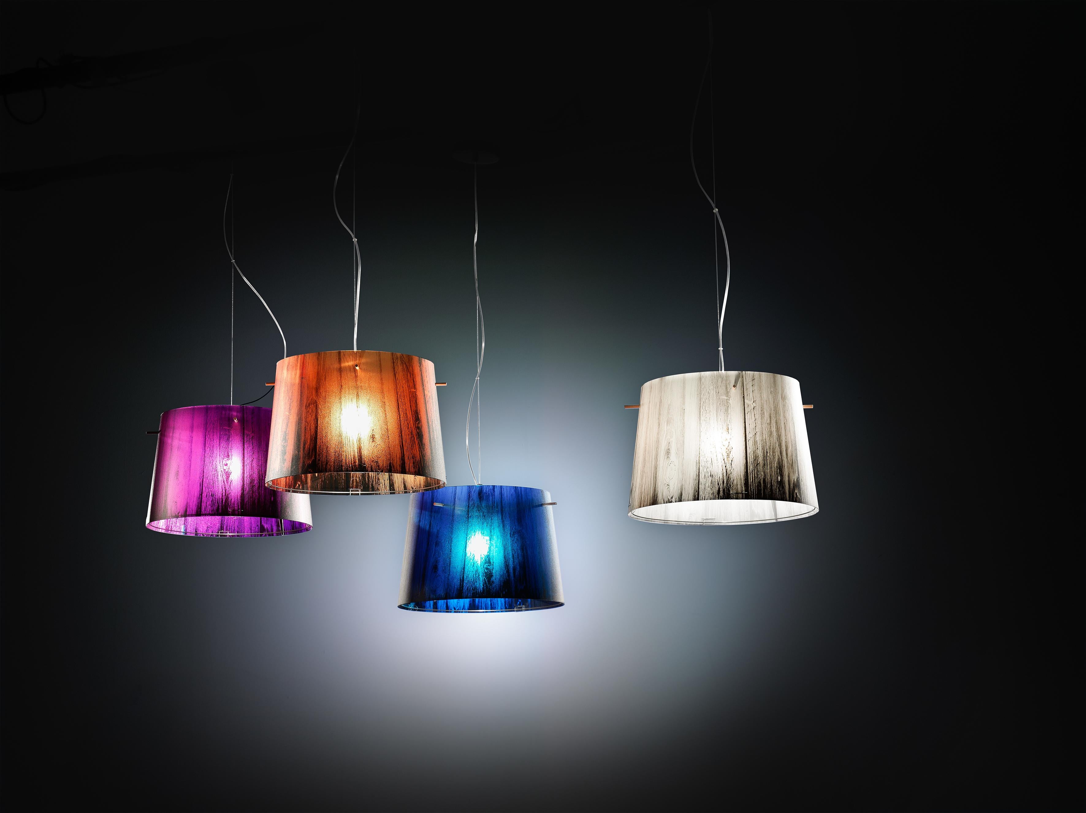 Modern SLAMP Woody Pendant Light in Purple by Luca Mazza