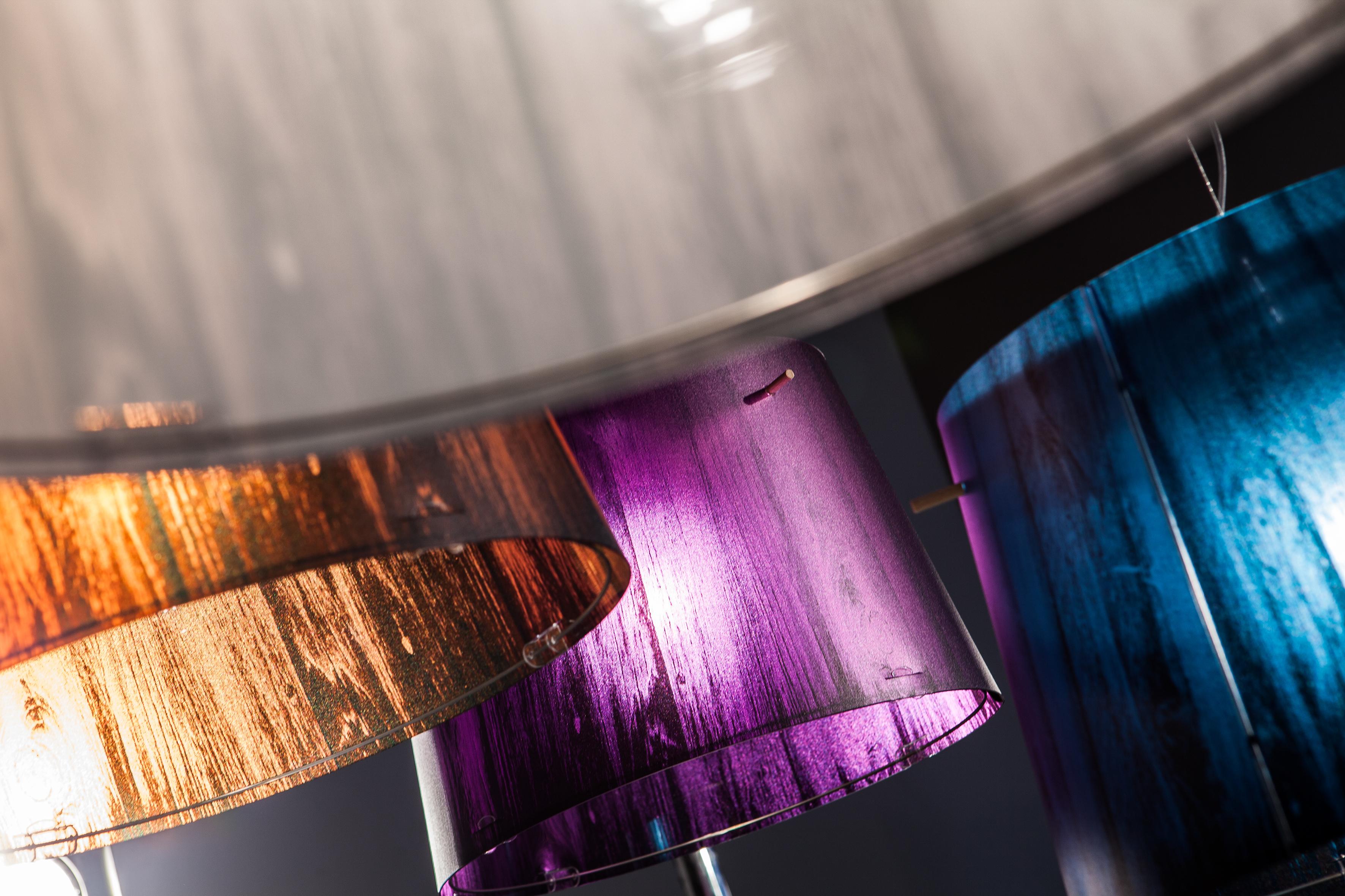 Contemporary SLAMP Woody Pendant Light in Purple by Luca Mazza