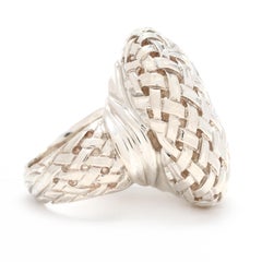 Slane Großer Ovaler Korbgeflecht-Ring, Sterling Silber, Ringgröße 7