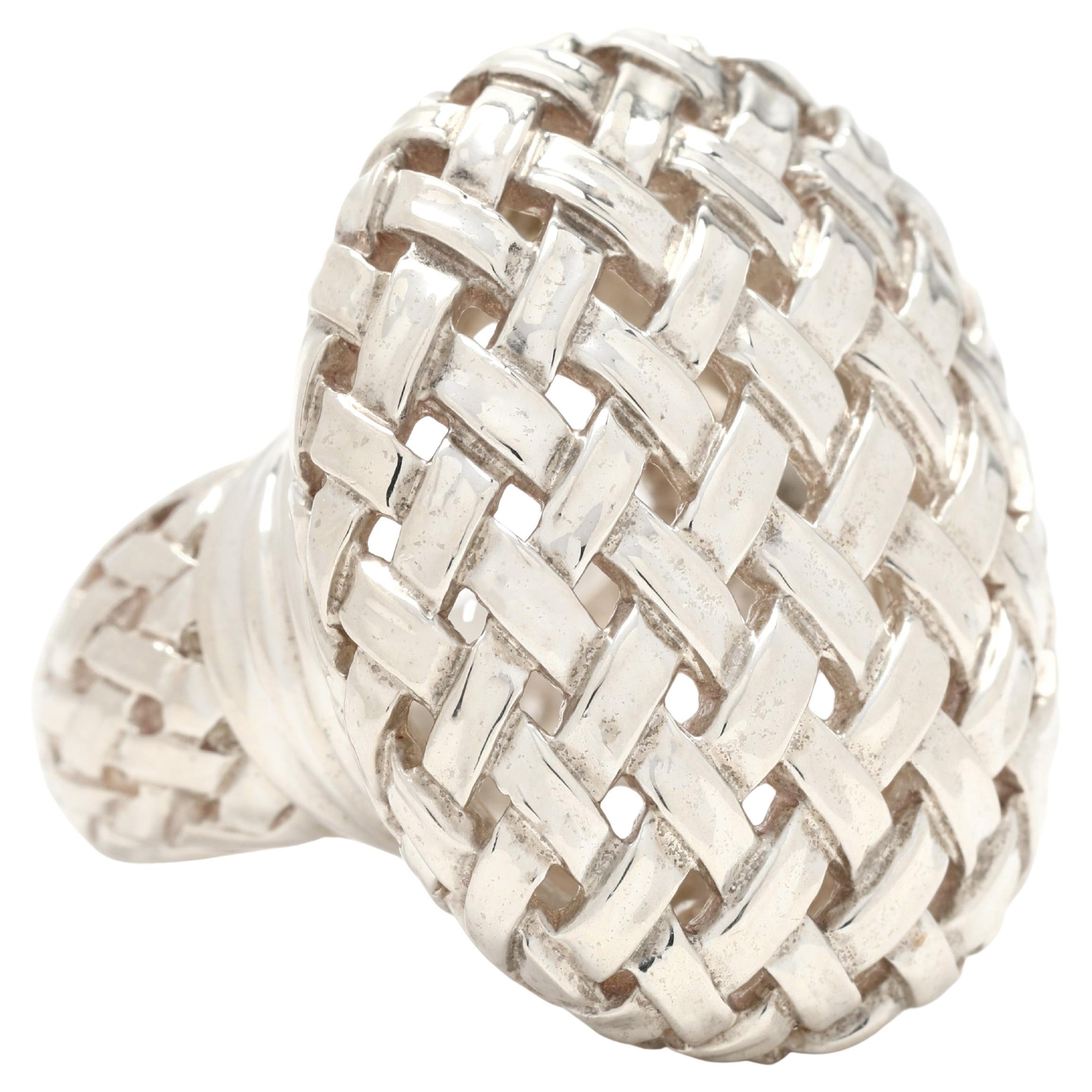 Anello Slane Large Oval Basketweave, A. Silver, misura 7 in vendita