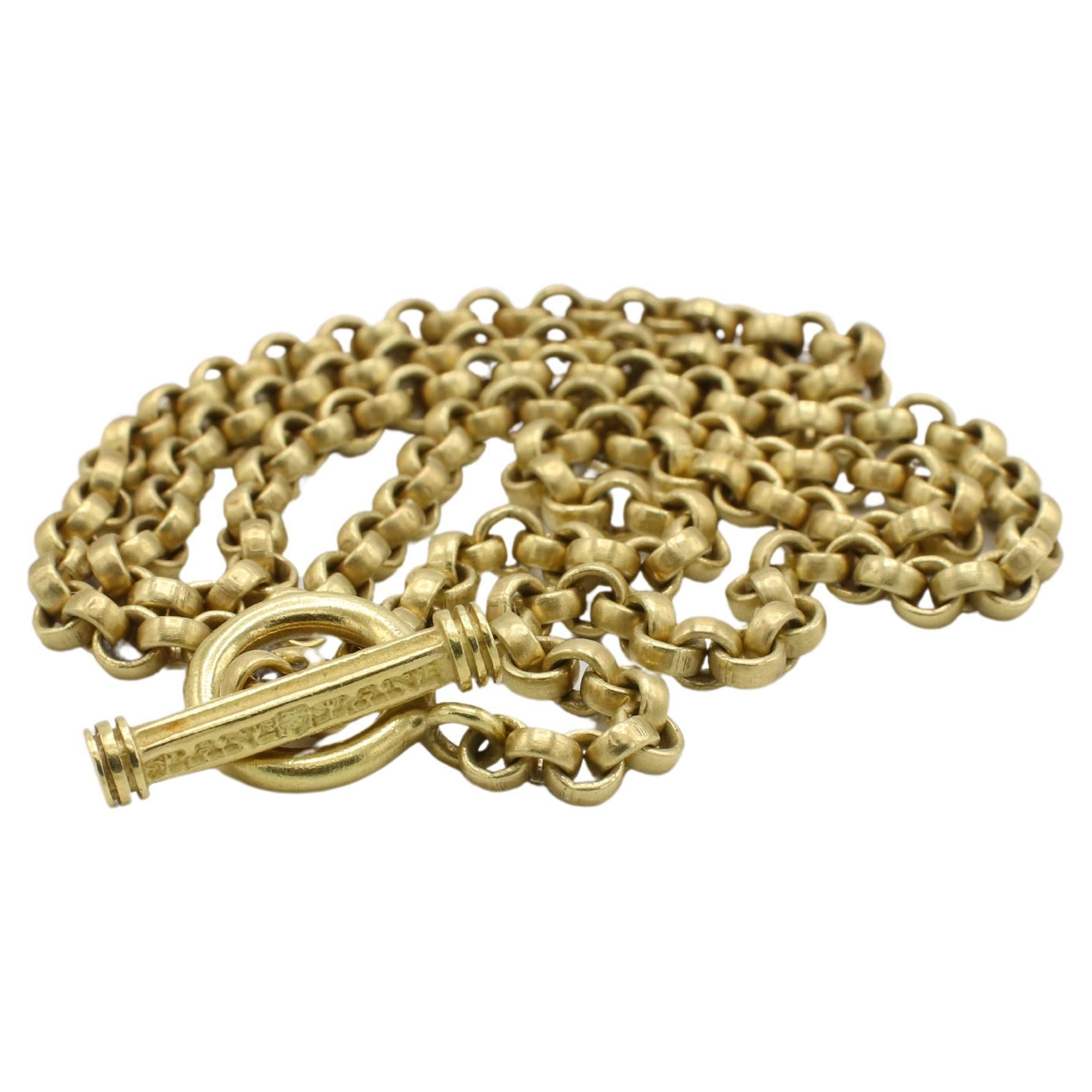 Modern Slane & Slane 18 Karat Yellow Gold Chain Link Toggle Clasp Necklace