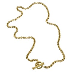 Slane & Slane 18 Karat Yellow Gold Chain Link Toggle Clasp Necklace