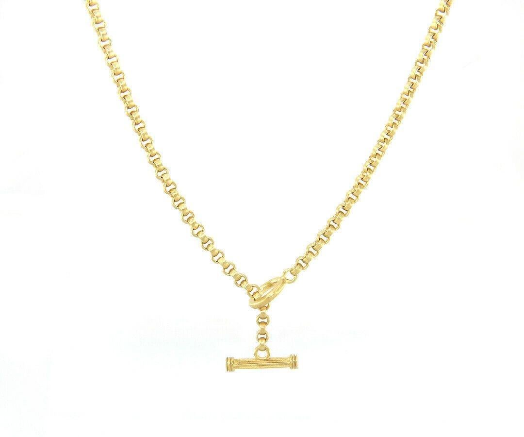 Slane & Slane Textured Link Chain Necklace in 18K Yellow Gold In Excellent Condition In Vienna, VA