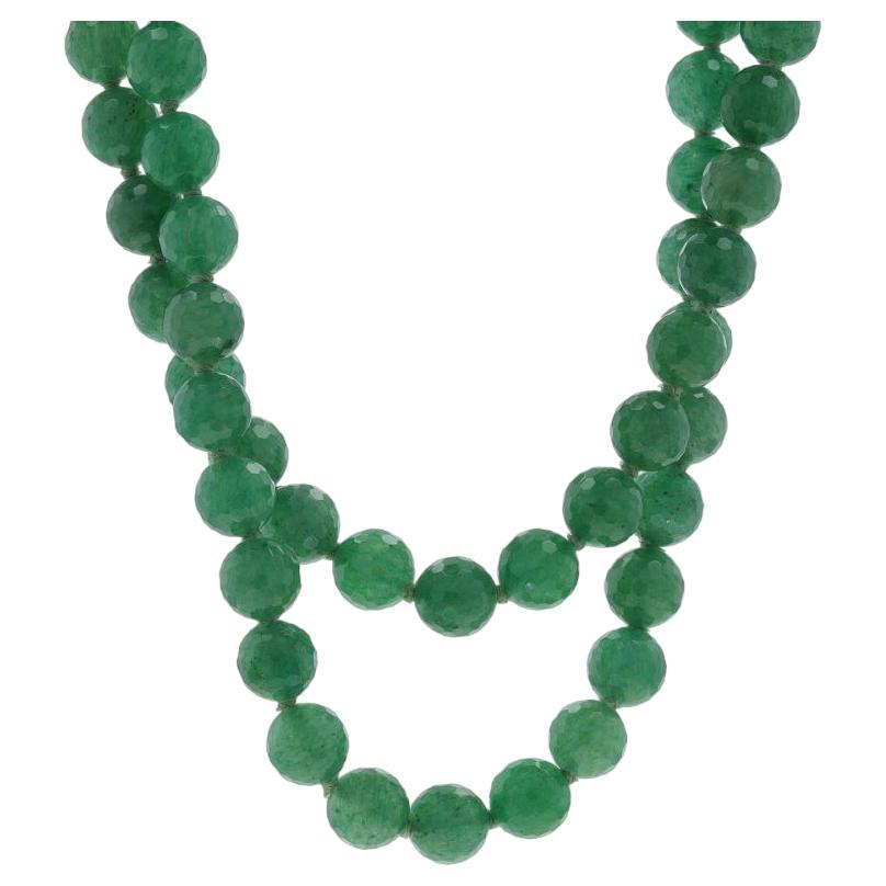 Slane & Slane Aventurine Knotted Double Strand Necklace 17 3/4" Yellow Gold 18k For Sale