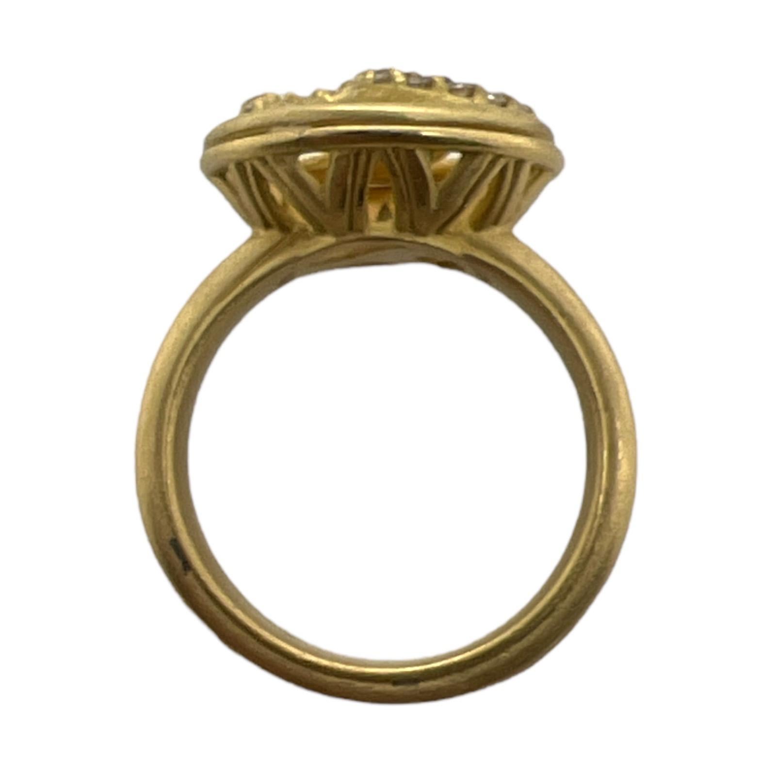 Modern Slane & Slane Diamond 18 Karat Yellow Gold Brushed Finish Swirl Ring For Sale