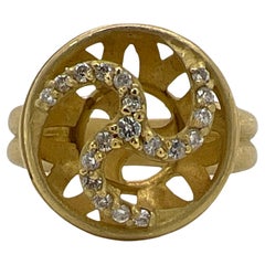 Slane & Slane Diamant-Ring aus 18 Karat Gelbgold mit gebürsteter Oberfläche
