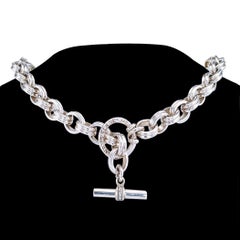 Slane & Slane Diamond Sterling Silver Link Toggle Necklace