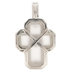 Slane & Slane Frosted Stone Cross, Sterling Silver, Rock Crystal
