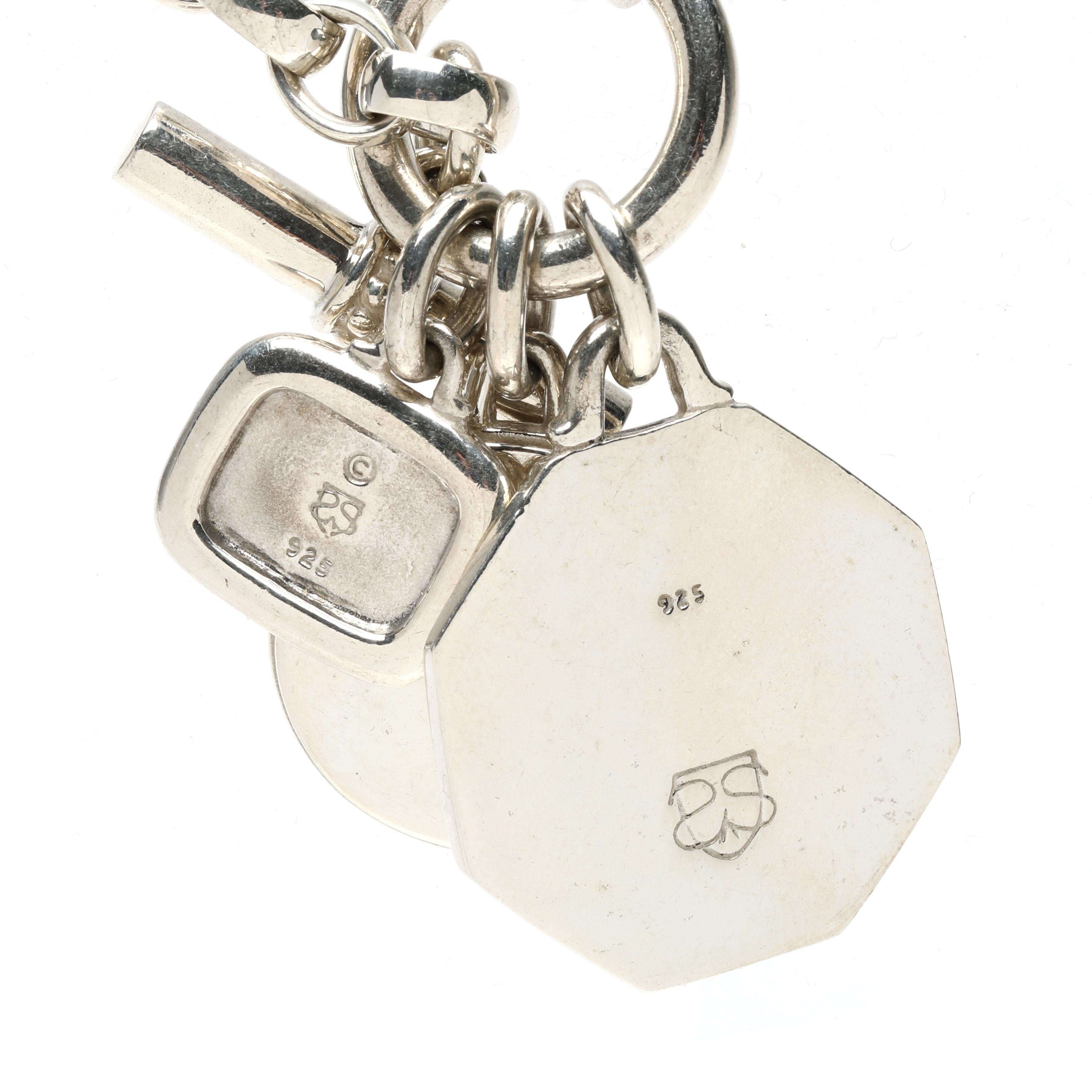 Slane and Slane Große Charme Kette Halskette, Sterling Silber, Länge 15,5 in für Damen oder Herren