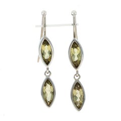 Slane and Slane Orecchini pendenti di quarzo limone - A. Silver 925 con foro a forma di marquise