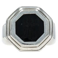 Slane & Slane Onyx Unisex Ring - Sterling Silver 925 Intaglio