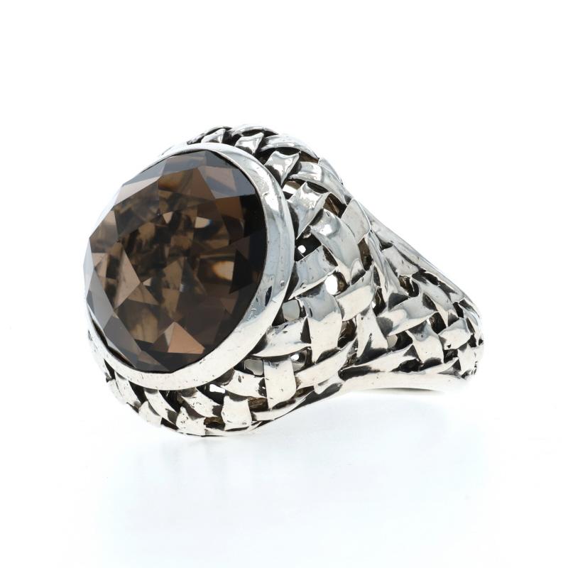 Slane and Slane Rauchquarz Cocktail Solitär Ring Sterling 925 Rund SZ 7 im Zustand „Hervorragend“ im Angebot in Greensboro, NC