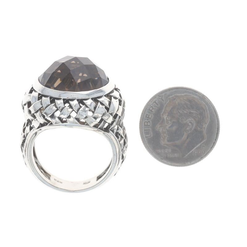 Slane and Slane Rauchquarz Cocktail Solitär Ring Sterling 925 Rund SZ 7 im Angebot 1