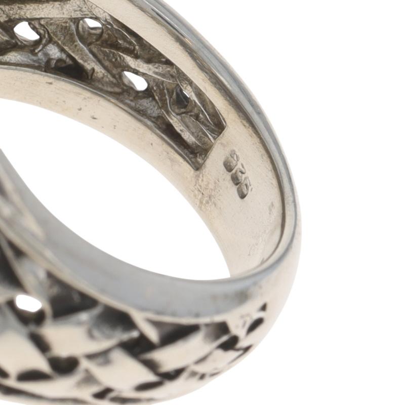 Slane and Slane Rauchquarz Cocktail Solitär Ring Sterling 925 Rund SZ 7 im Angebot 2