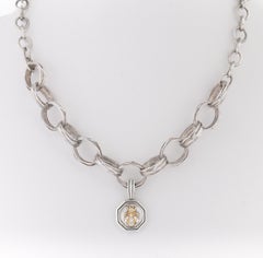 SLANE & SLANE Sterling Silver 18K Gold & Diamond Hexagon Bee Pendant Necklace