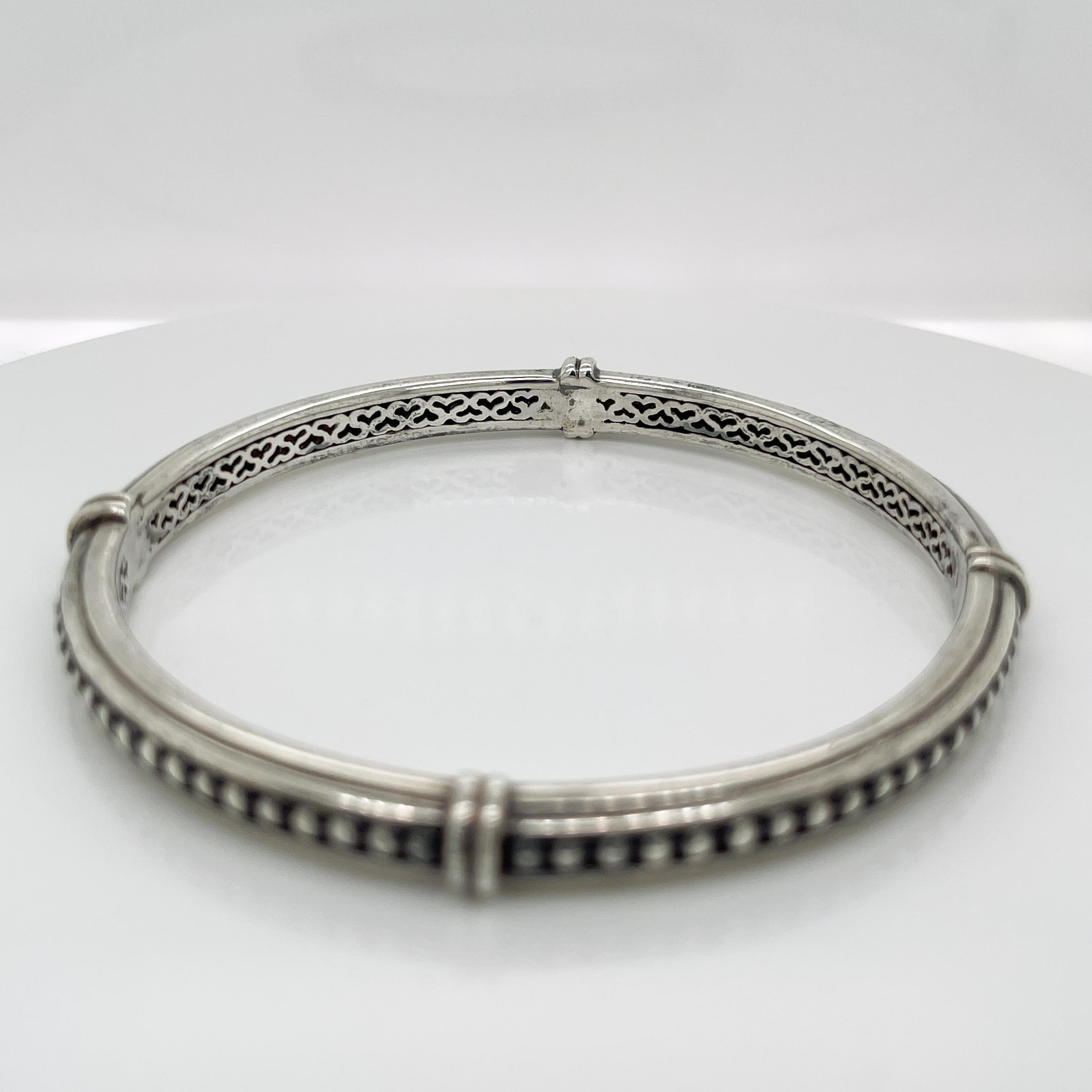Slane & Slane Sterling Silver Beaded Column Bangle Bracelet In Good Condition For Sale In Philadelphia, PA