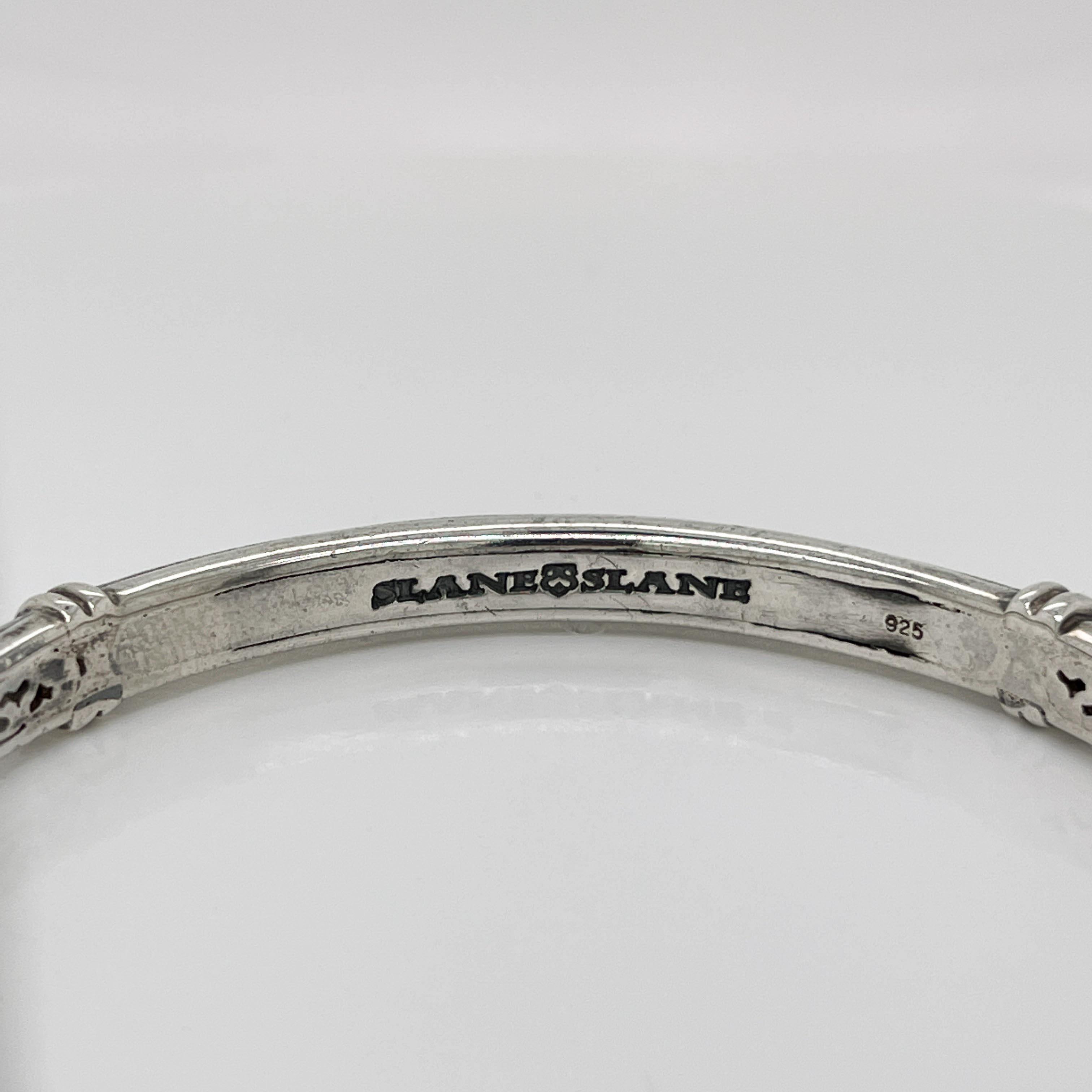 Slane & Slane Sterling Silver Beaded Column Bangle Bracelet For Sale 1