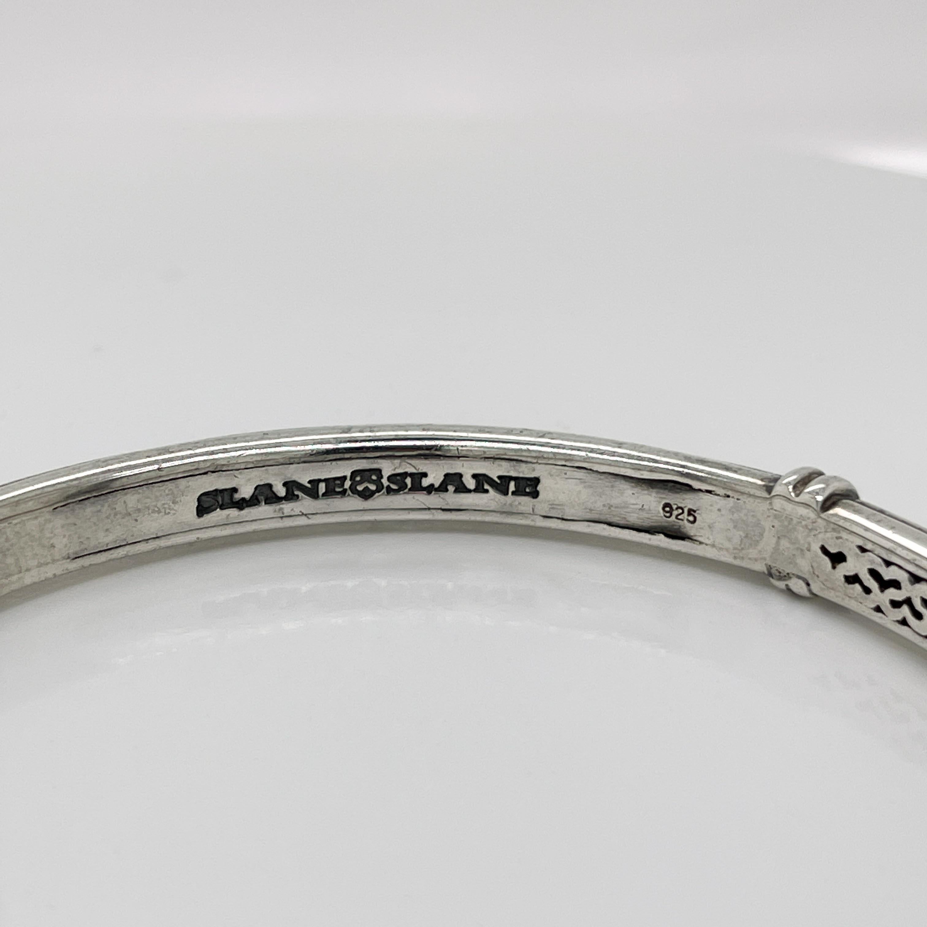 Slane & Slane Sterling Silver Beaded Column Bangle Bracelet For Sale 2