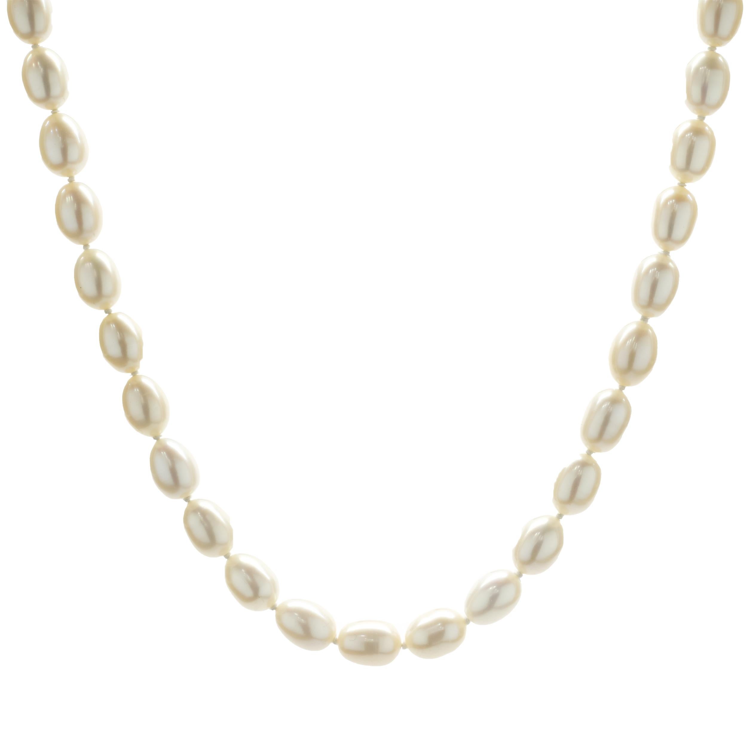 Slane & Slane Sterling Silver Diamond and Potato Pearl Necklace For Sale