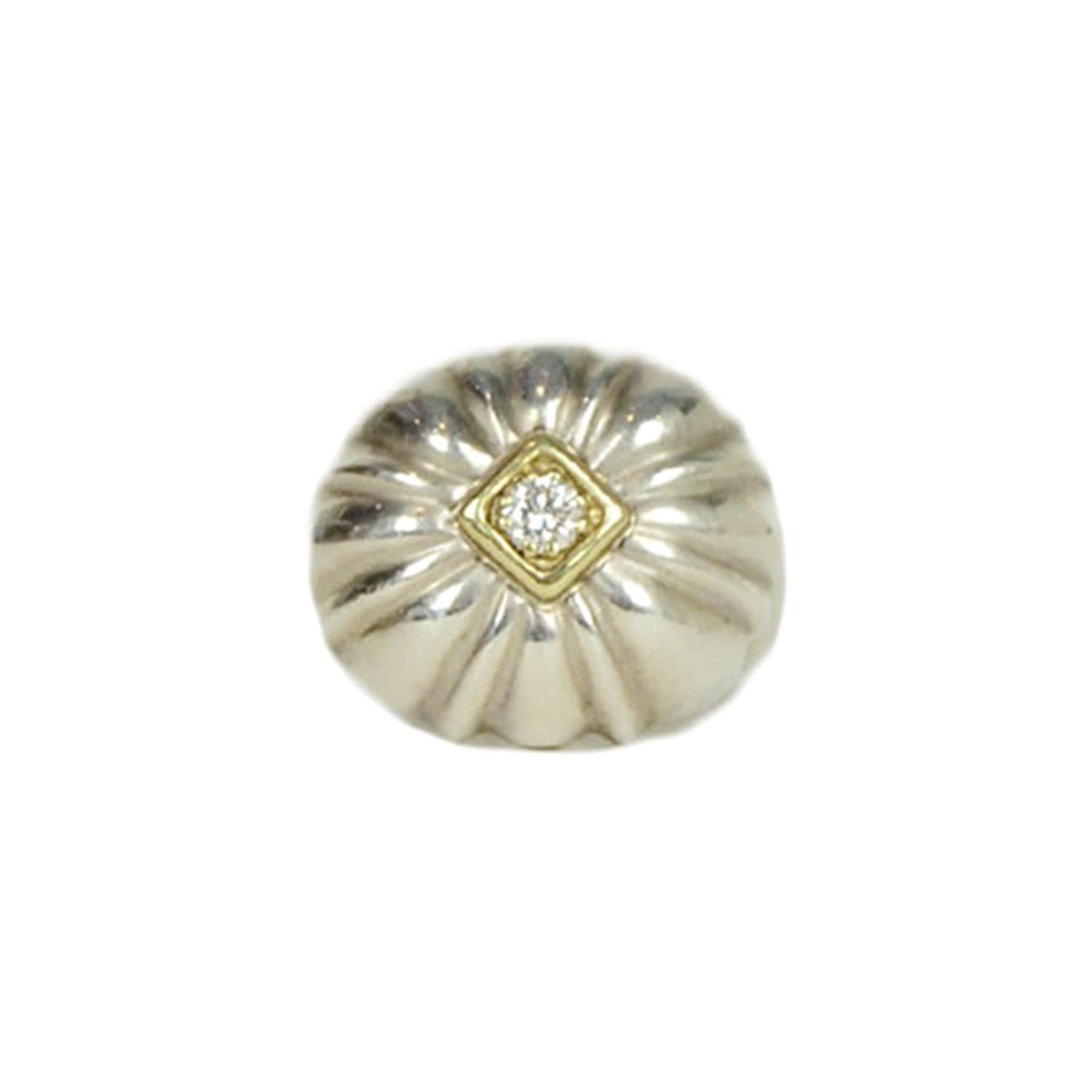 Slane & Slane Sterling Silver Flower Ring with Center Diamond & Gold sz 6.25
