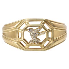 Slane & Slane Yellow Gold Diamond Hummingbird Cuff Bracelet