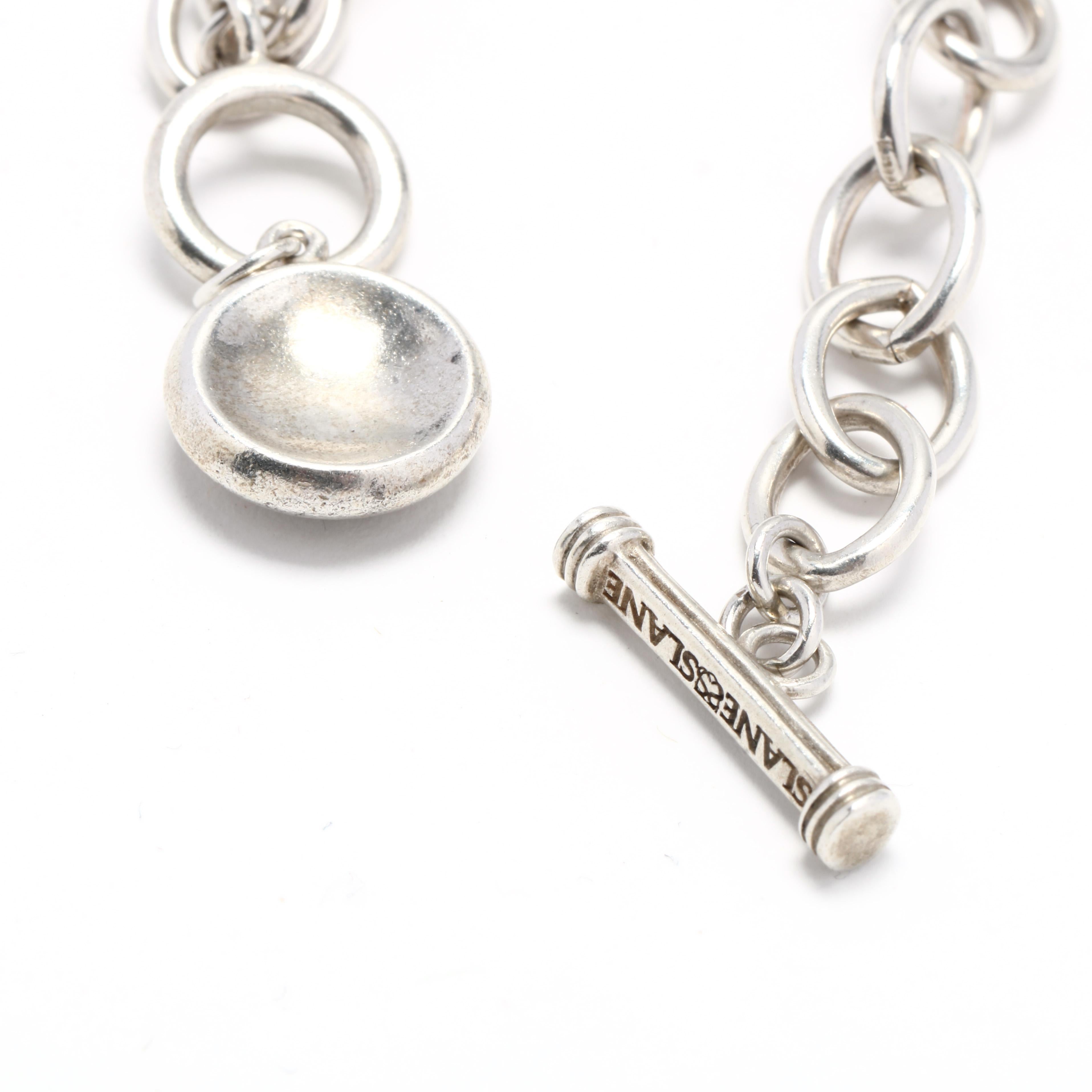 Slane Sterling Silver Diamond Column Charm Bracelet In Good Condition In McLeansville, NC