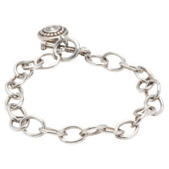 Slane Sterling Silver Diamond Column Charm Bracelet