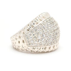 Slane White Sapphire Basketweave Dome Ring, Sterling Silver, Ring Size 7