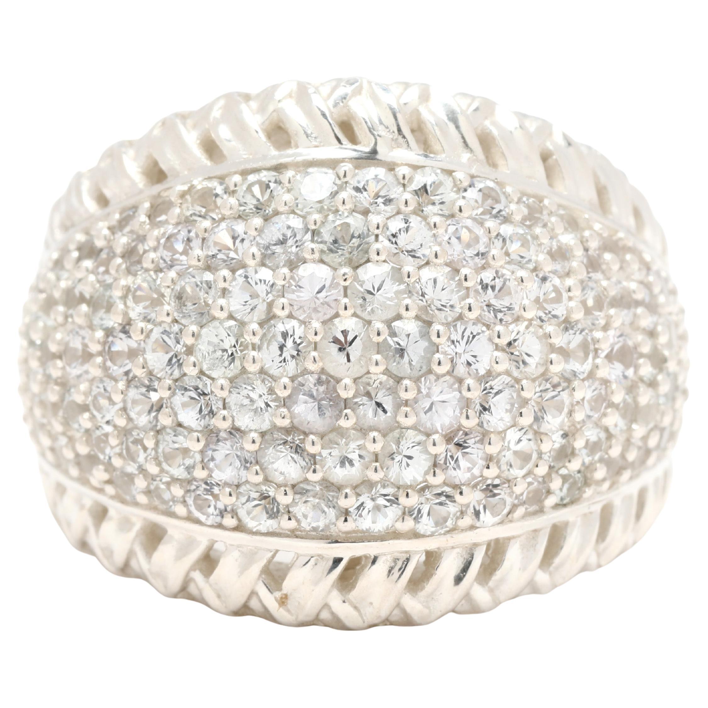 Slane and Slane Anello a cupola con zaffiro bianco, argento, misura 7 in vendita