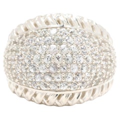 Slane White Sapphire Basketweave Dome Ring, Sterling Silver, Ring Size 7
