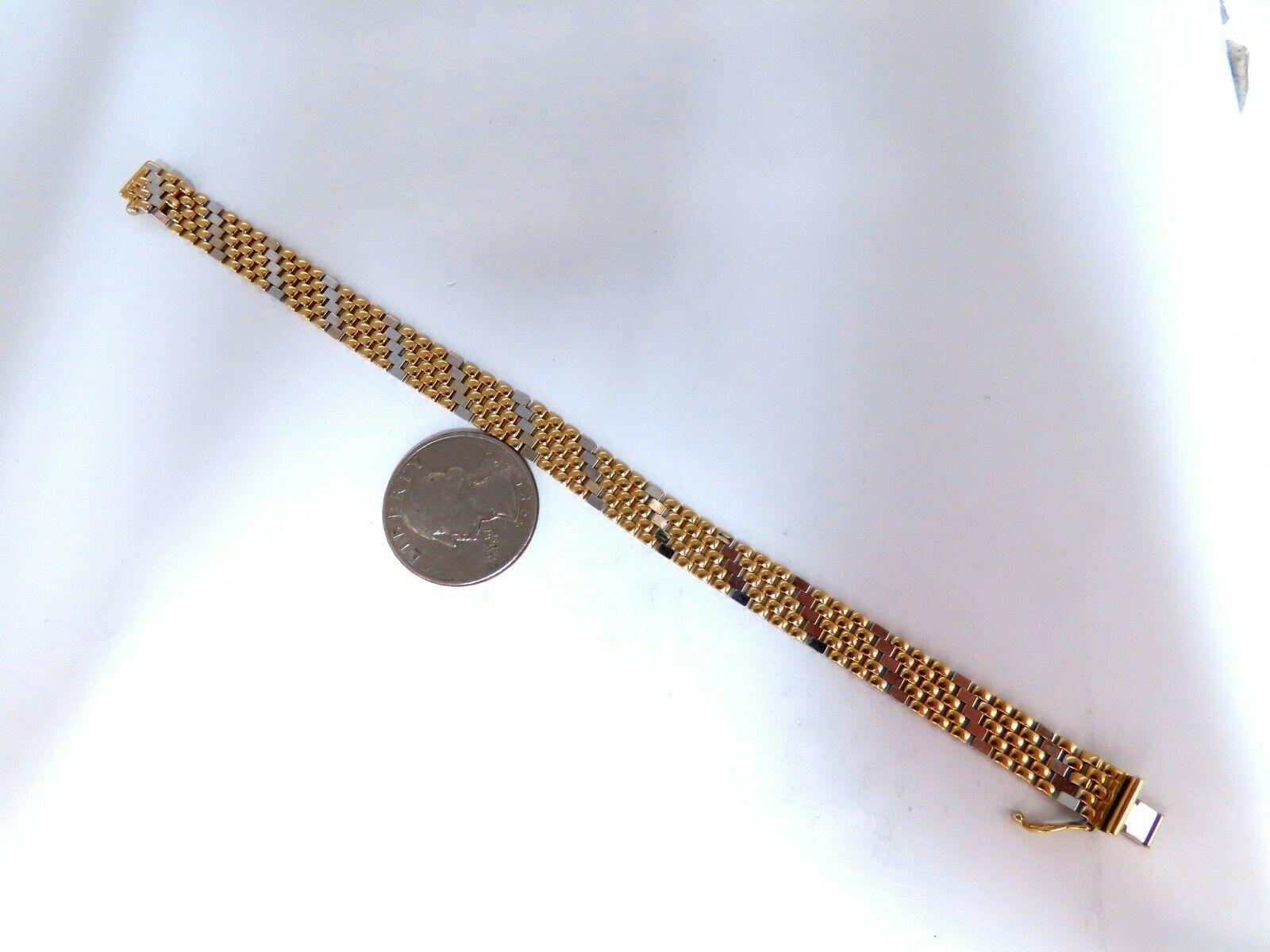 Women's or Men's Slant Box Retro Panther Linked Scaling Gold Bracelet 14 Karat