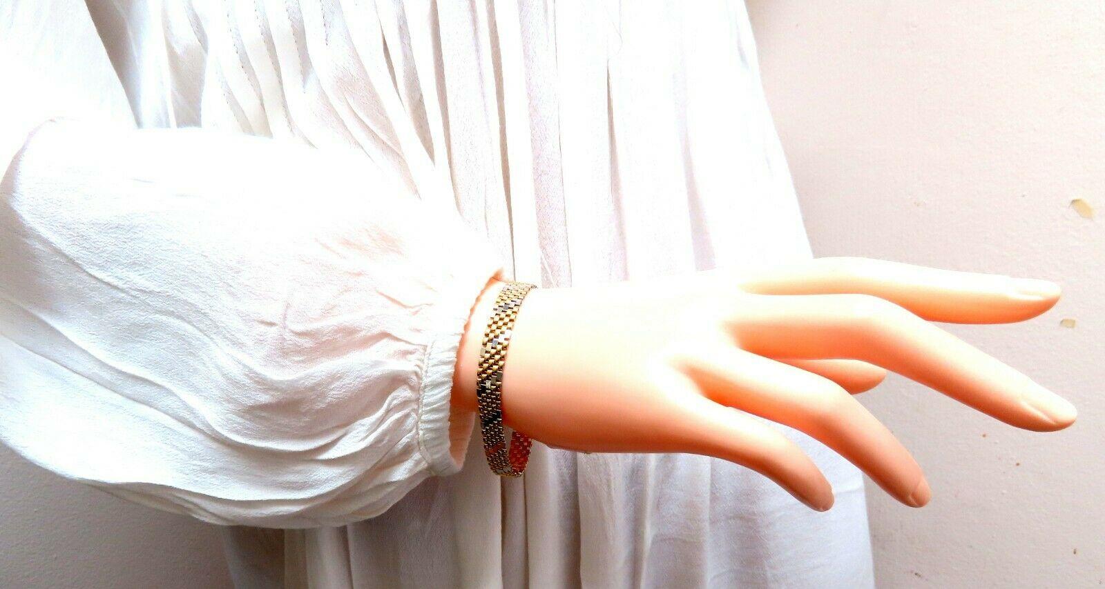 Slant Box Retro Panther Linked Scaling Gold Bracelet 14 Karat 1