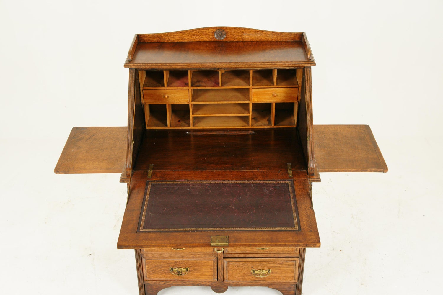 Slant Front Desk Antique Carved Desk File Cabinet Tiger Oak