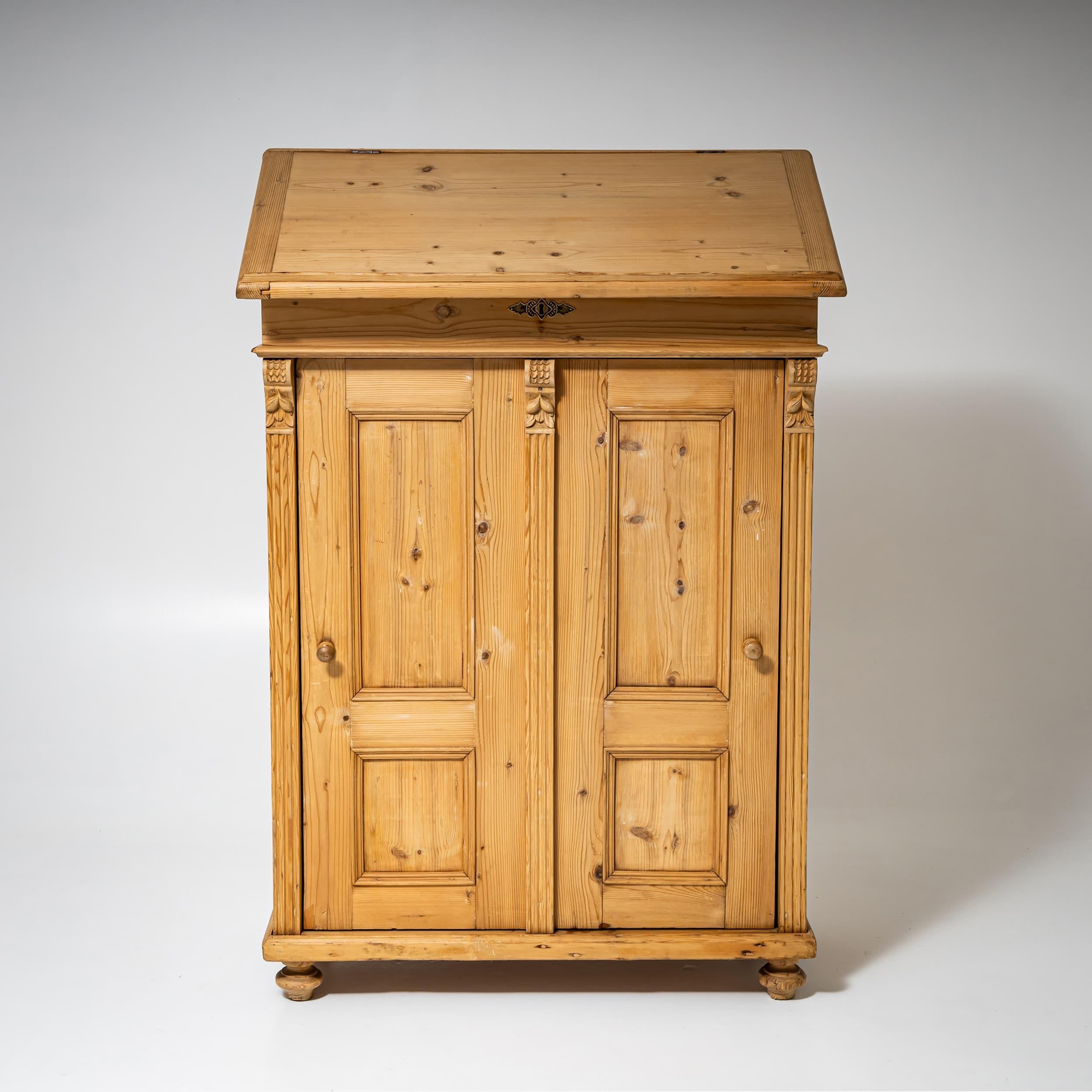 Louis Philippe Slant-Front Desk in Softwood, Germany, Late 19th Century For Sale