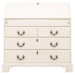 Slant Front Pine Chest Paint Decorated In White And Green