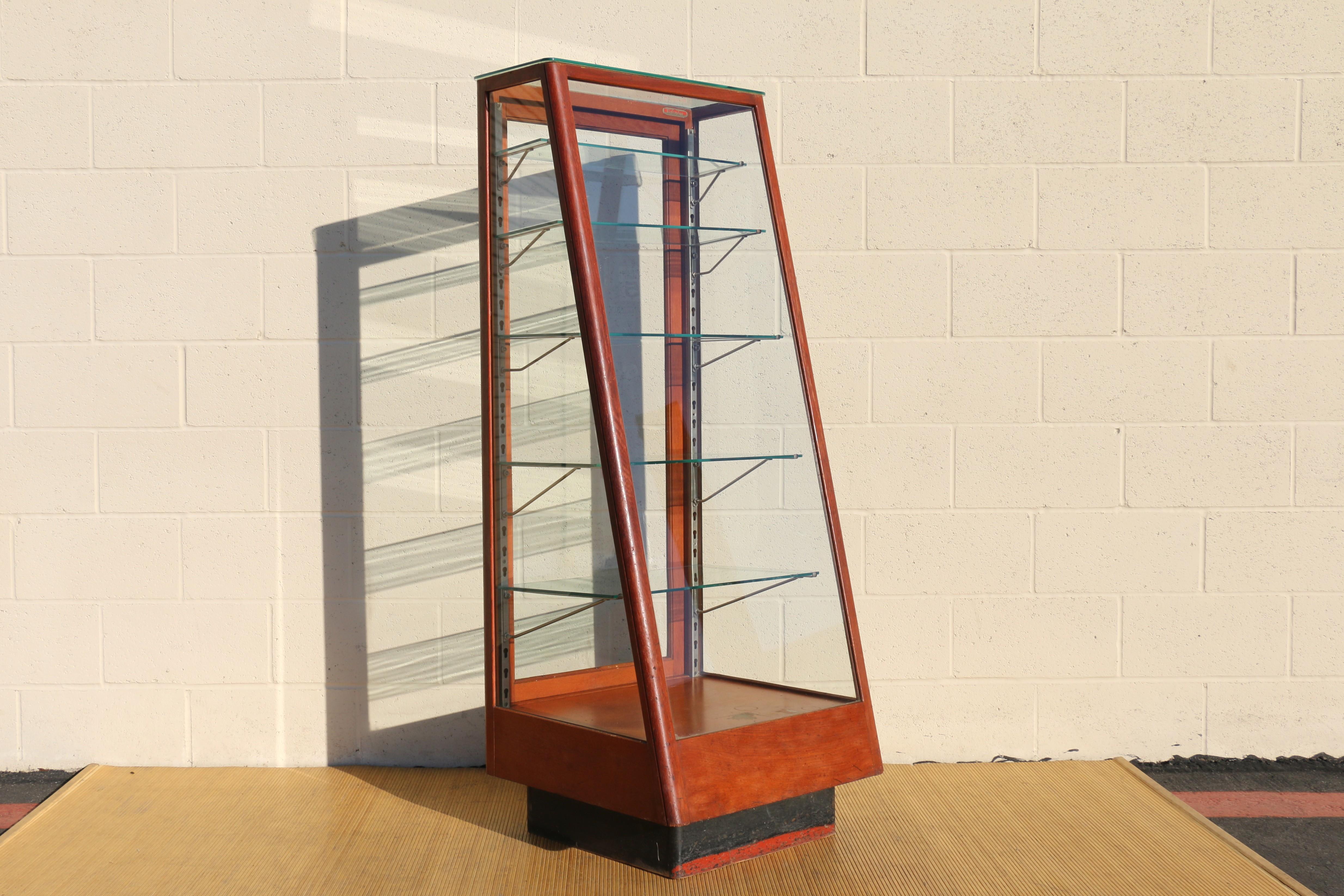 American Classical Slant Front Upright Store Display Case For Sale
