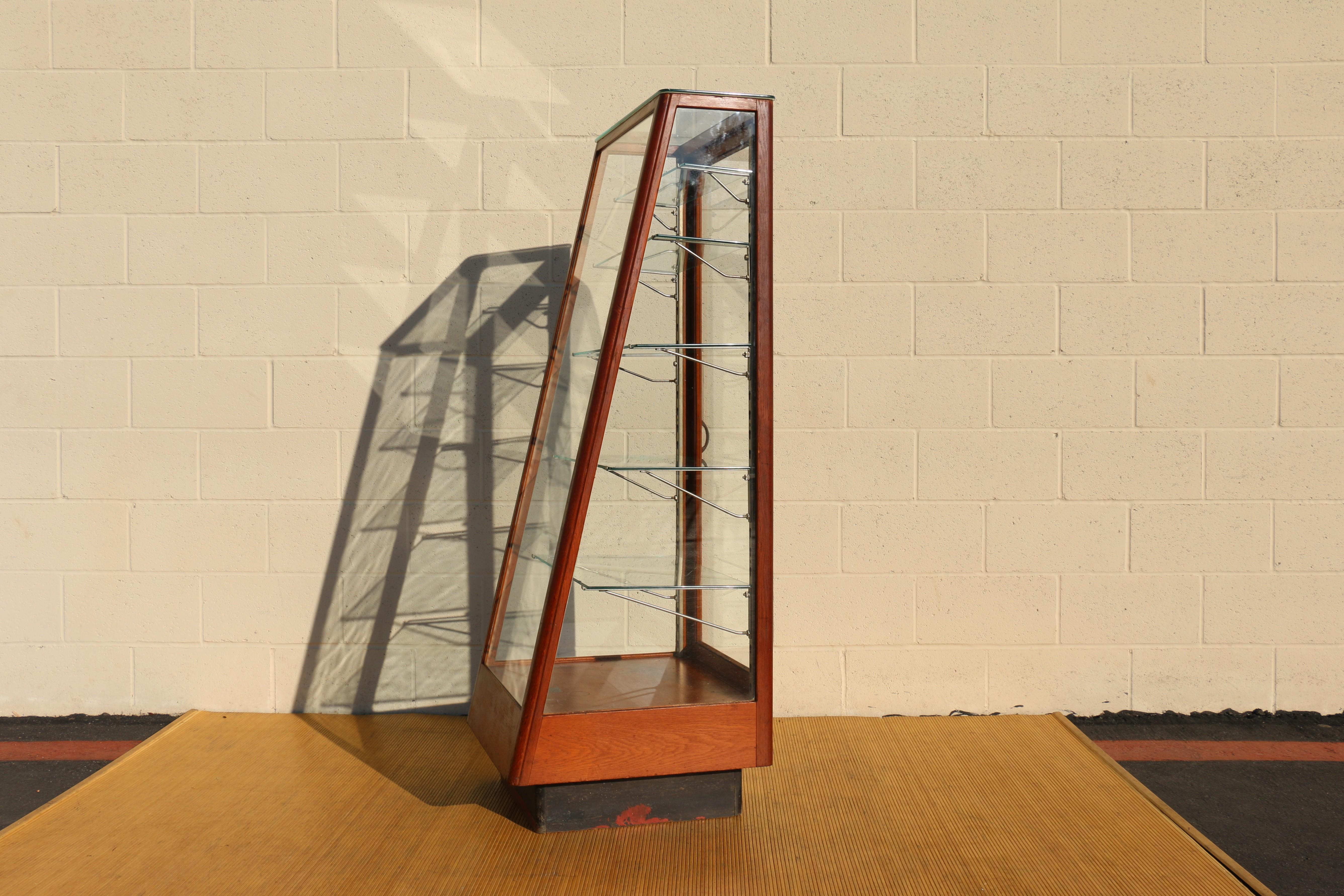 American Slant Front Upright Store Display Case For Sale
