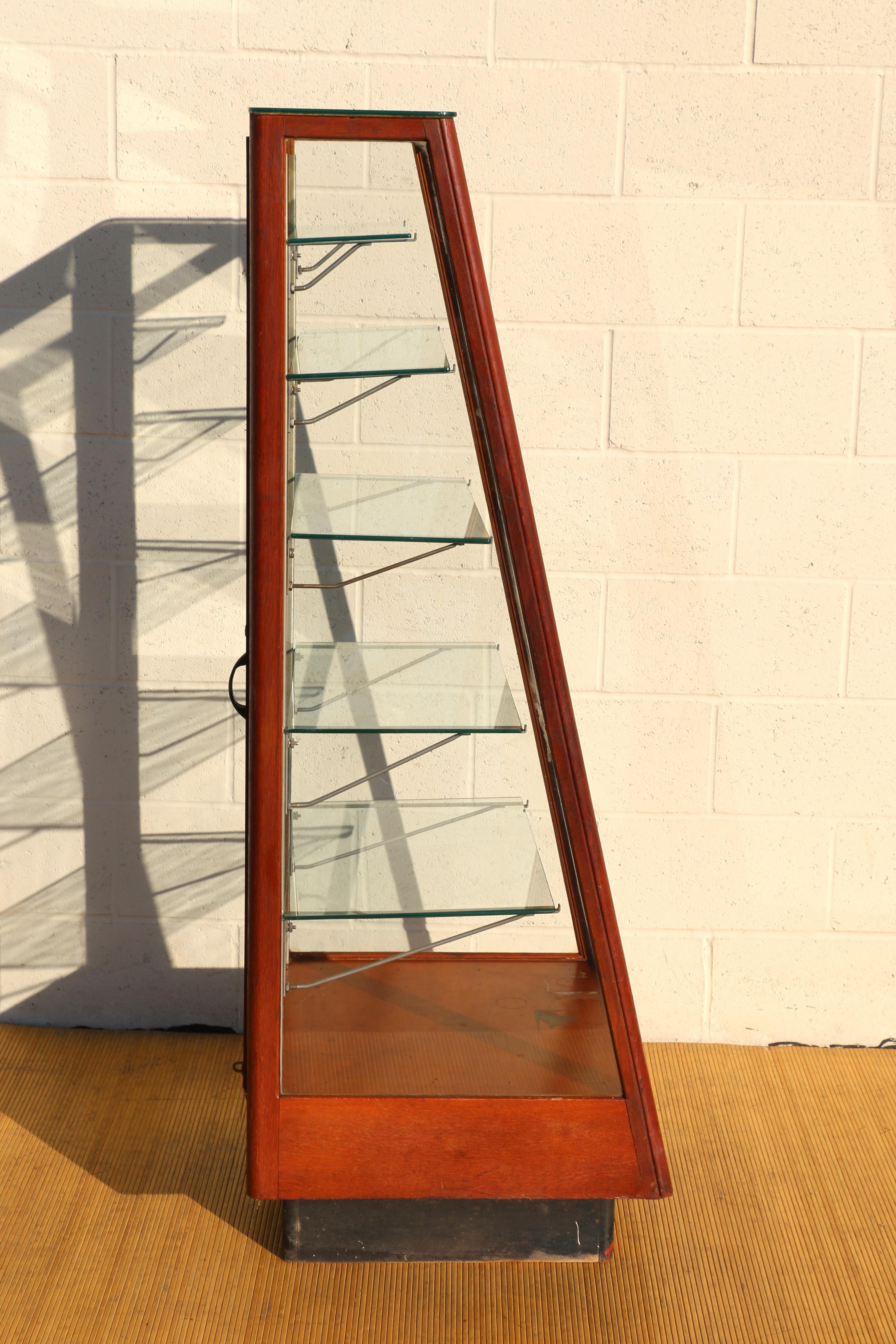 Early 20th Century Slant Front Upright Store Display Case For Sale