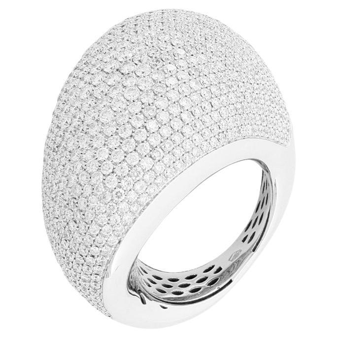 Slanted Dome White Diamond Pavè Big Cocktail Ring For Sale